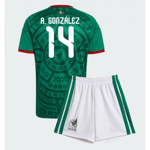 Stroje piłkarskie Meksyk Armando Gonzalez #14 Koszulka Podstawowej dla dzieci MŚ 2026 Krótki Rękaw (+ szorty)